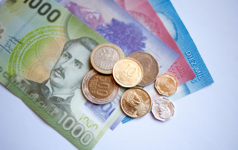 Pesos em espécie e moeda do Chile