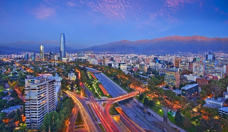 Belíssima vista de Santiago do Chile