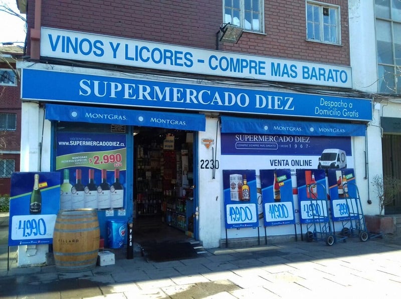 Supermercado Diez para comprar vinhos em Santiago do Chile