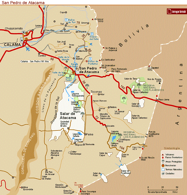 Mapa turístico de San Pedro de Atacama