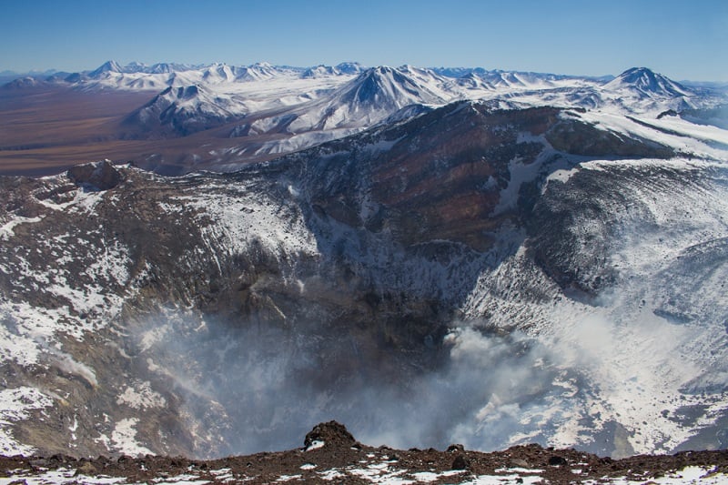 Vulcões ao redor de San Pedro de Atacama no inverno
