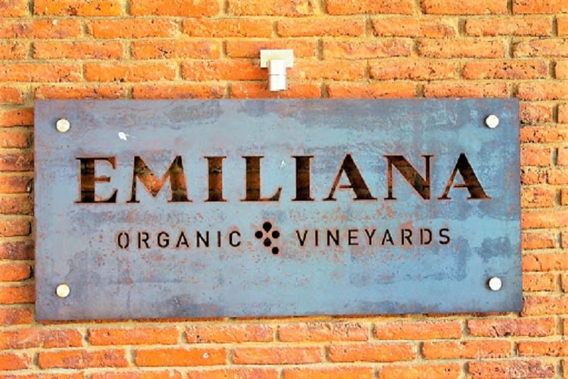 Placa da vinícola Emiliana no Chile