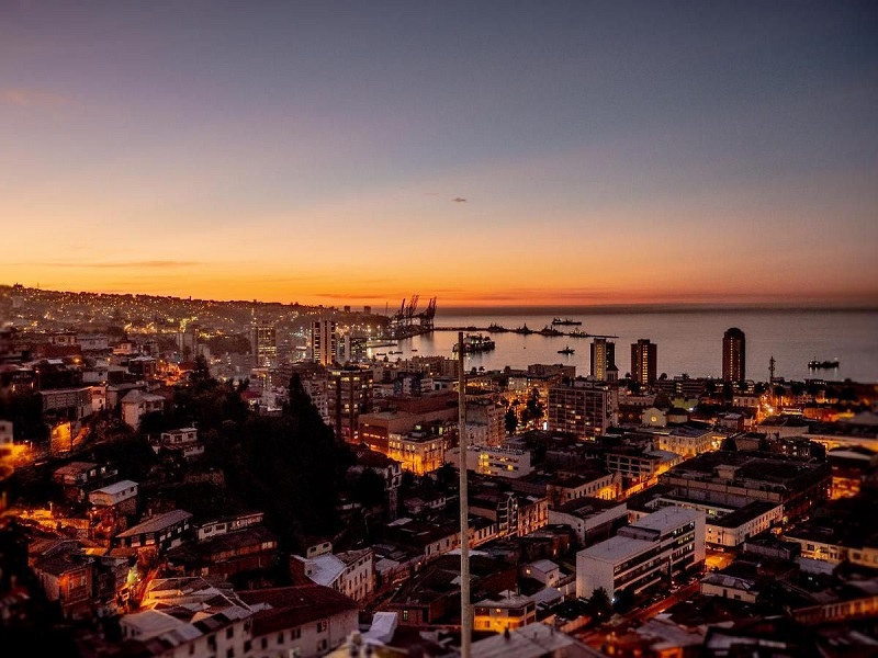 Pôr do sol em Valparaíso