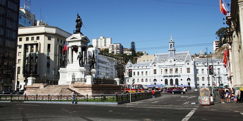 Esquina da Plaza Sotomayor em Valparaíso