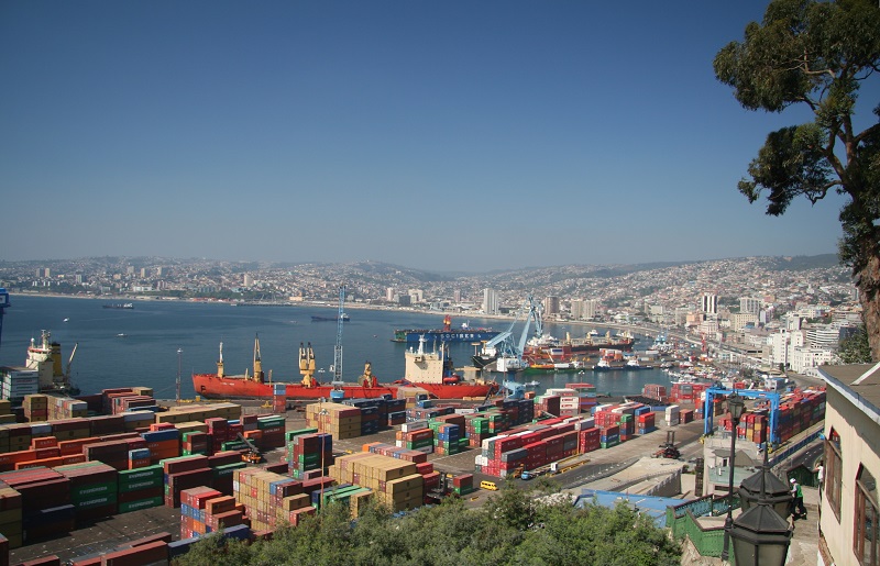 Porto de Valparaíso visto do Paseo 21 de Mayo 
